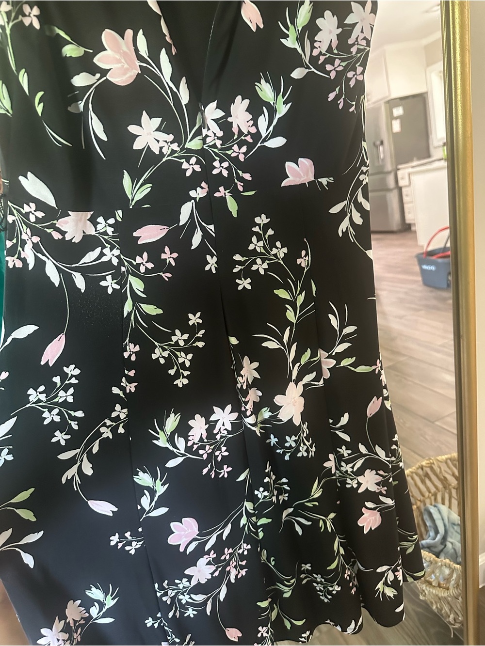 Anne Klein Black Midi Dress with Pink Floral Print - Picture 10 of 16